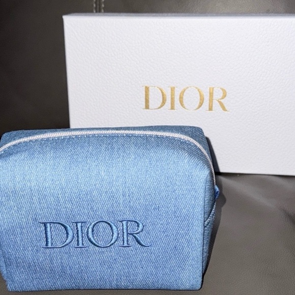 Dior Denim Blue Cosmetic Bag ✨GWP  w/ Box - Picture 4 of 4